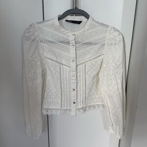 Zara Embroidered White Top